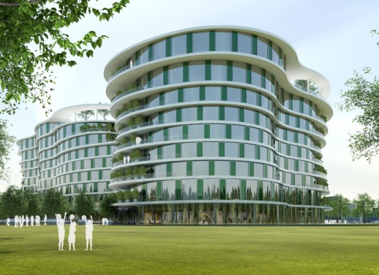 geschwungene Glasfassade | © Tröger Architekten
