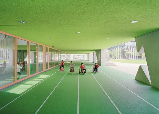 Die Grundschule am Arnulfpark des Architekturbüros Hess Talhof Kusmierz, München: Gewinner des DAM-Preises für Architektur in Deutschland 2014. (Foto: the pk Odessa)