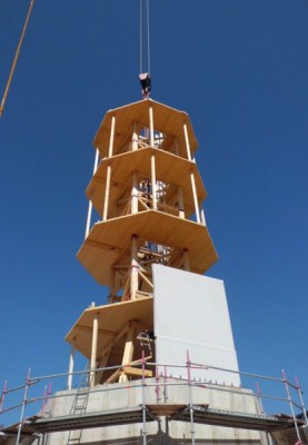 Turm für eine Windkraftanlage in Hannover; Foto: TimberTower GmbH