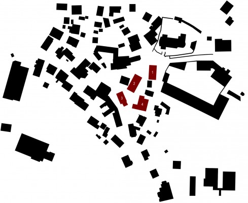 Lageplan: 1 Bürgerhaus, 2 Konzerthaus (im Bau), 3 Waidlerhaus, 4 Stadl Waidlerhaus