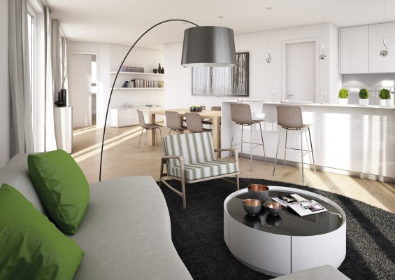 Visualisierung 3-Zimmer-Wohnung mit Terrasse