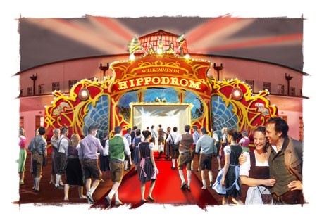 Das Hippodrom öffnet im Postpalast (Hintergrund) seine Wien-Pforten. © 2015 Hippodrom Oktoberfest OHG