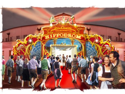 Das Hippodrom öffnet im Postpalast (Hintergrund) seine Wien-Pforten. © 2015 Hippodrom Oktoberfest OHG