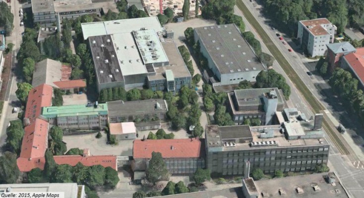 Luftbild Temmler Areal München © Apple Maps, 2015