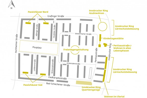 Übersicht Baumaßnahmen Piusplatz, © GEWOFAG