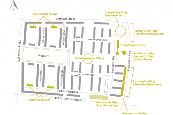 Übersicht Baumaßnahmen Piusplatz, © GEWOFAG