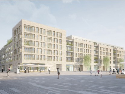 Für die Realisierung empfohlen: Visualisierung Perspektive Quartiersplatz; © Prinz-Eugen-Karree GmbH & Co. KG c/o GVG GmbH, München