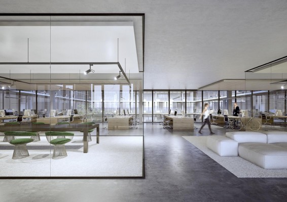Abseits tradierter Büronormen bieten die Office-Grundrisse des KARL ein Maximum an flexiblen Räumen und Flächen für gemeinschaftliches und fokussiertes Arbeiten. Foto: KARL München GmbH & Co.KG