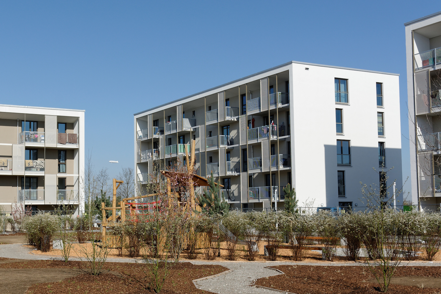 Die neuen Wohnungen der GEWOFAG in der Messestadt Riem. Foto: Roland Weegen