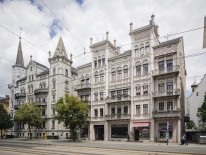 Mietshäuser von Karl Albert Gollwitzer in der Volkhartstraße in Augsburg, unter Ludwig II. zwischen 1885 und 1890 errichtet. © Ulrike Myrzik / Architekturmuseum der TU Muenchen