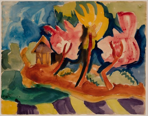 Karl Schmidt-Rottluff: Blühende Bäume 1922 Aquarell auf Bütten, © Olaf Gulbransson Museum, Tegernsee 2022