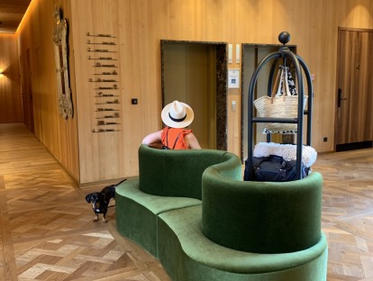 Ein Eingangsbereich: Eine grünes Sitzarrangement empfängt die Gäste Zentrum