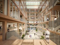 Atrium aus Holz im i8 (© R&S Immobilienmanagement GmbH)