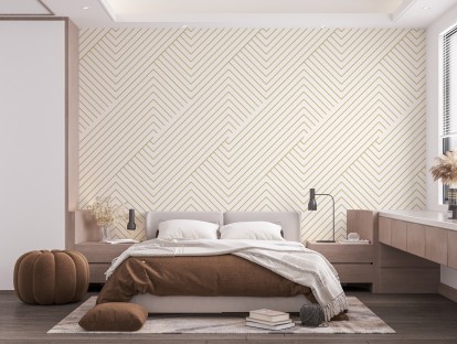 Geometrisches Muster auf Fototapete im Schlafzimmer