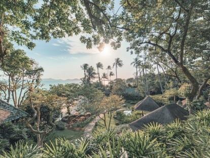 Das Gelände fällt zum Ozean hin ab   Foto: Kamalaya Koh Samui