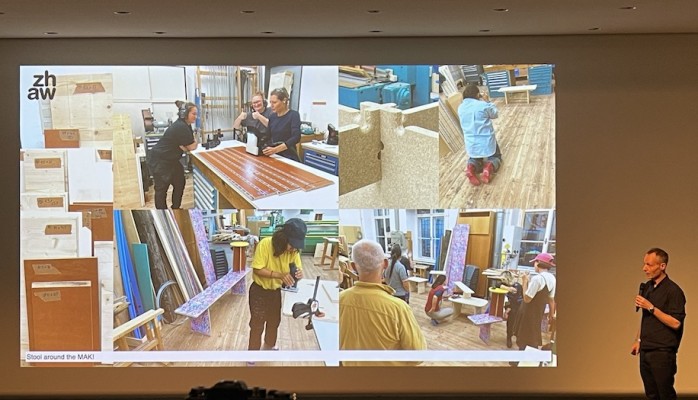 Hier seine Studenten, Computer gestützt, am Werk