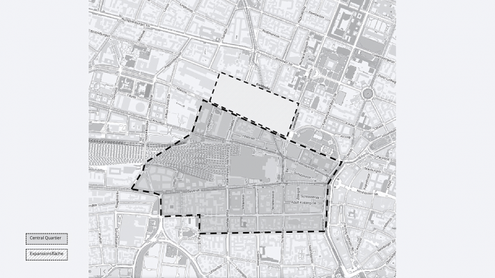 Central Quartier mit Core-Bereich und Expansionsfläche (© Initiative Central Quartier)