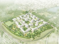 Eggarten-Siedlung aus der Vogelperspektive von Südost (© Studio Wessendorf Berlin und Atelier Loidl GmbH Berlin)