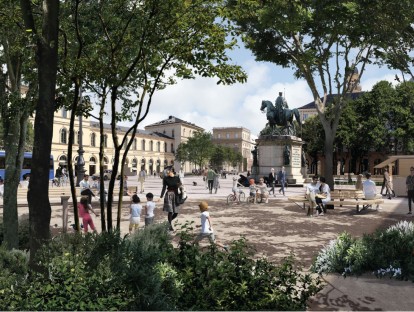 Visualisierung des 1. Preisträgers: Ludwigstraße am Reiterdenkmal für Ludwig I